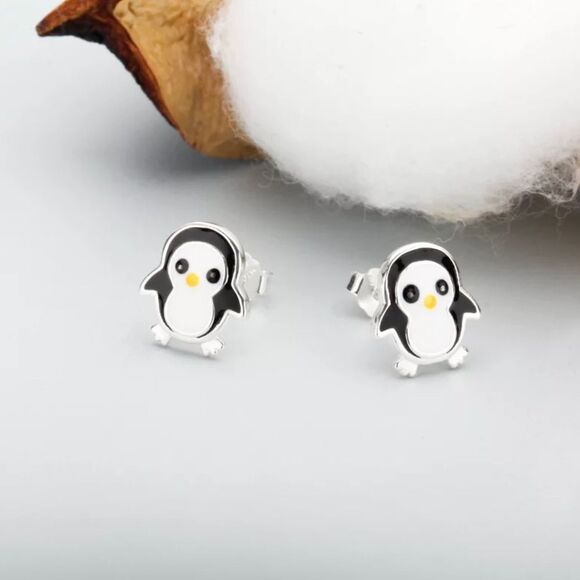 Jewelry - Cute Penguin Stud Earrings 925 Sterling Silver